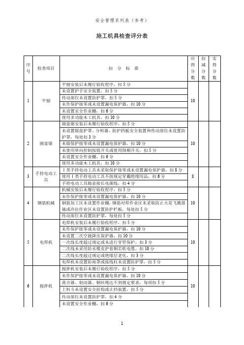 施工机具检查评分表(安全管理系列表)