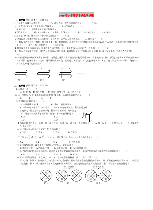 2019年小学升学考试数学试题