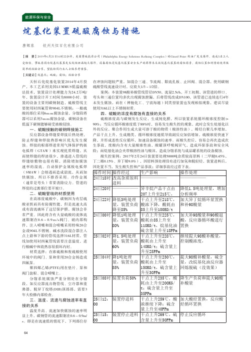 烷基化装置硫酸腐蚀与措施