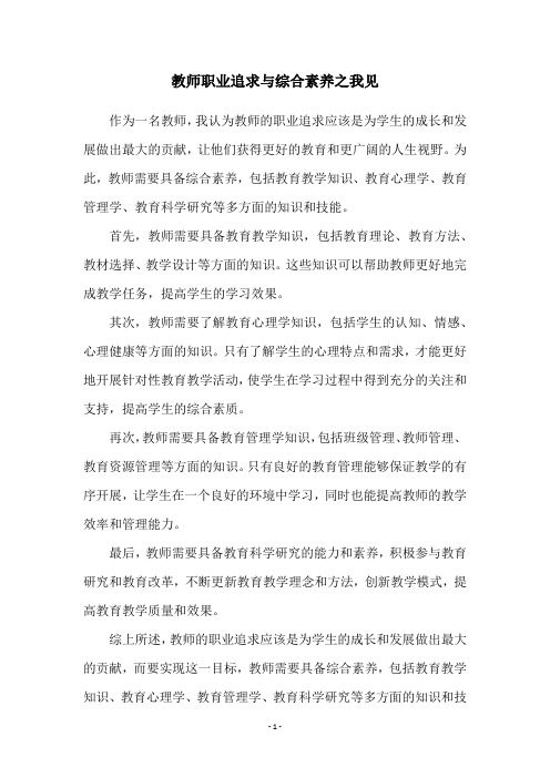 教师职业追求与综合素养之我见