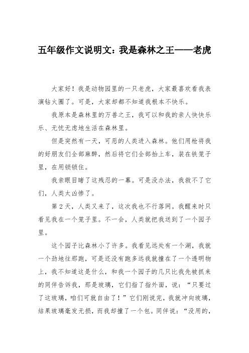 五年级作文说明文：我是森林之王——老虎