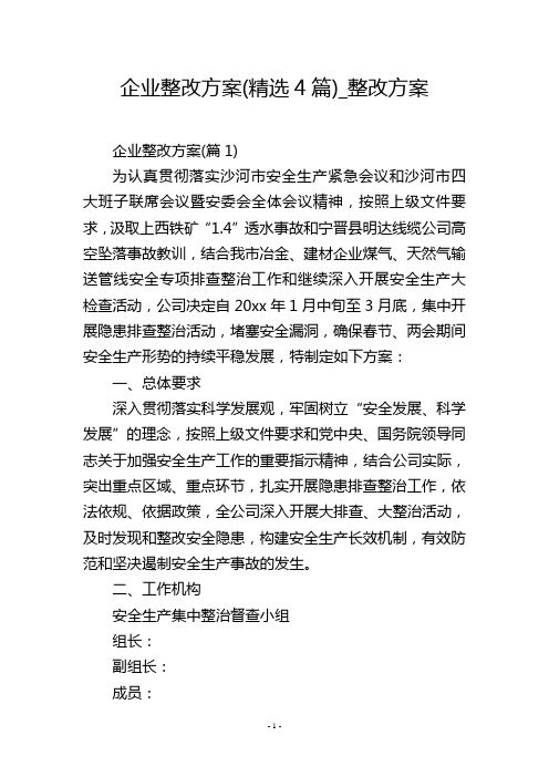 企业整改方案(精选4篇)_整改方案