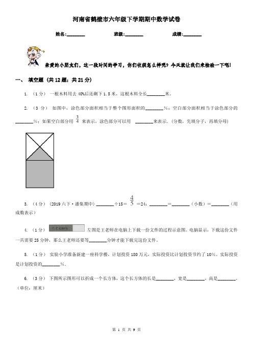 河南省鹤壁市六年级下学期期中数学试卷