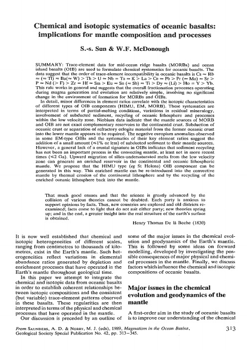 Chemical and  isotopic systematics  of oceanic