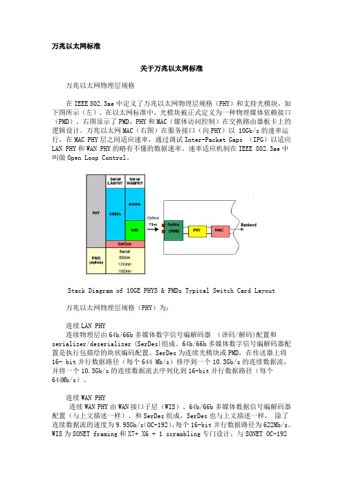 关于万兆以太网标准