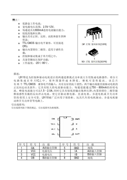 L9110S 电机驱动芯片资料