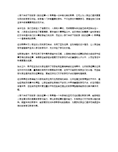 让数学学习更高效率的小学六年级下册数学《数的运算一》教案