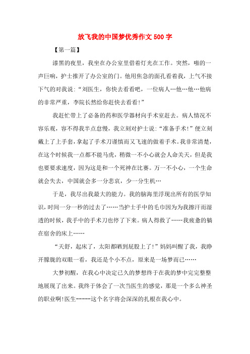 放飞我的中国梦优秀作文500字