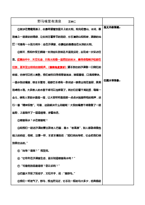 野马嘴里有清泉----王宗仁