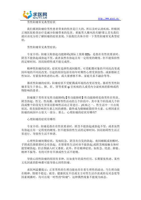 阳痿患者早期都会有什么表现