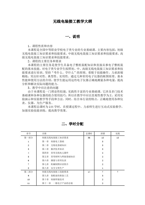 无线电装接工教学大纲