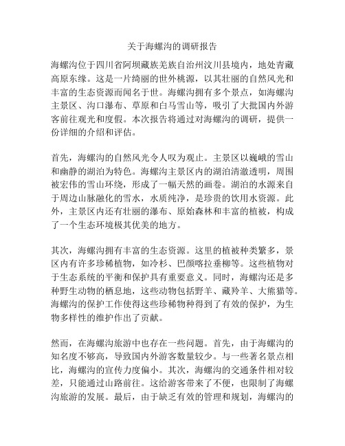 关于海螺沟的调研报告