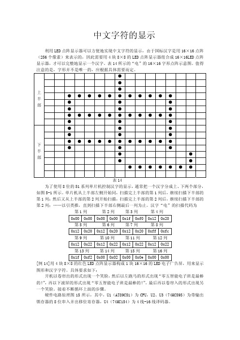 (仅供参考)51单片机中文字符显示