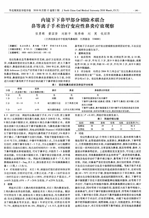 内镜下下鼻甲部分切除术联合鼻等离子手术治疗变应性鼻炎疗效观察