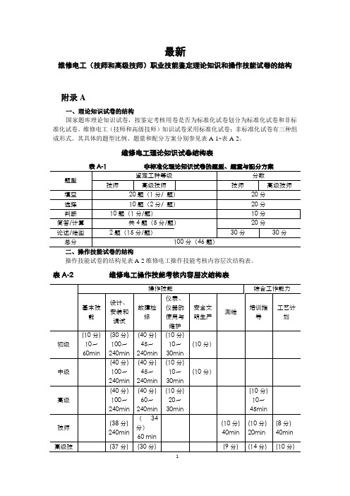 最新维修电工(技师和高级技师)职业技能鉴定理论知识模拟试卷及答案解读