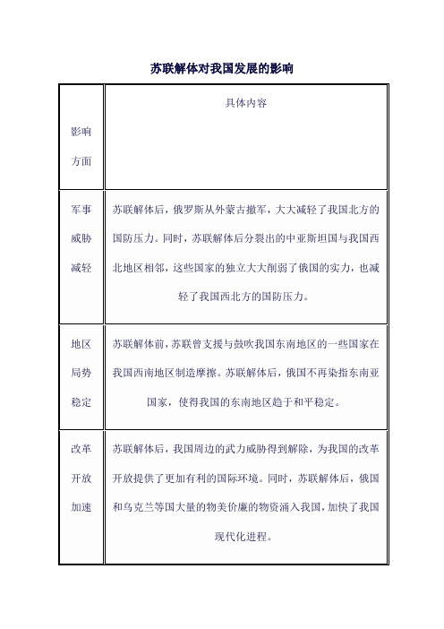 苏联解体对我国发展的影响