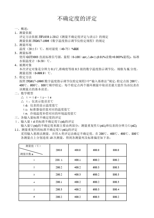 不确定度报告