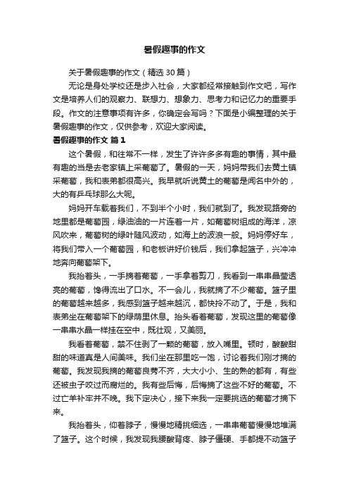 关于暑假趣事的作文（精选30篇）