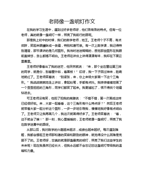 老师像一盏明灯作文