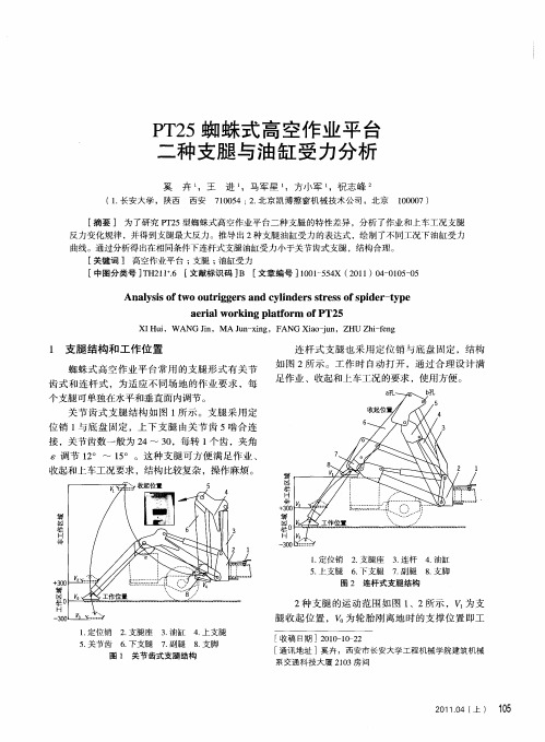 PT25蜘蛛式高空作业平台二种支腿与油缸受力分析