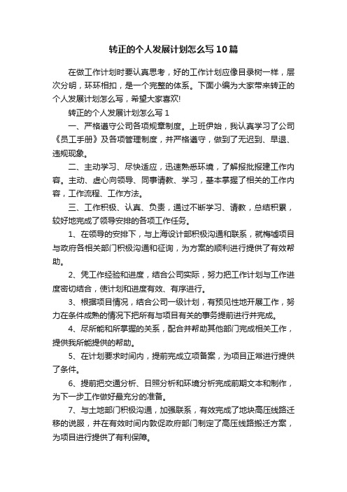 转正的个人发展计划怎么写10篇