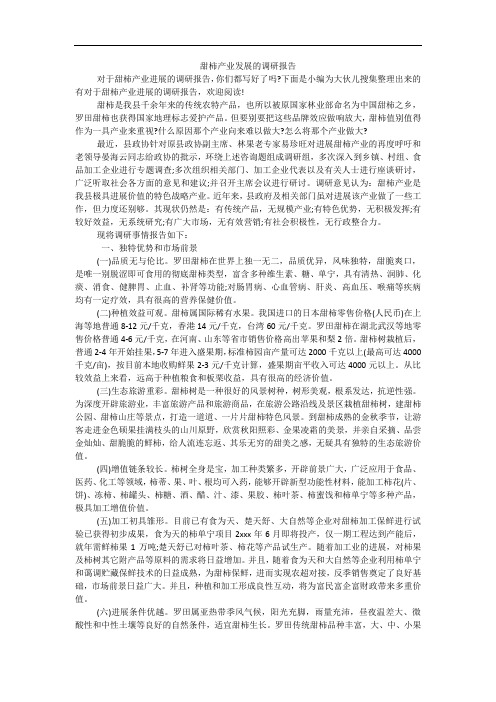 甜柿产业发展的调研报告