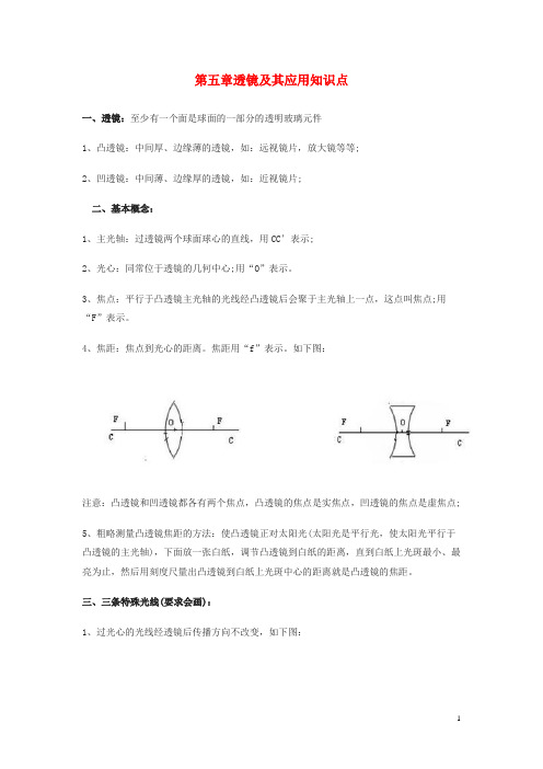 大观区第三中学八年级物理上册 第五章 透镜及其应用知识点总结 新人教版2