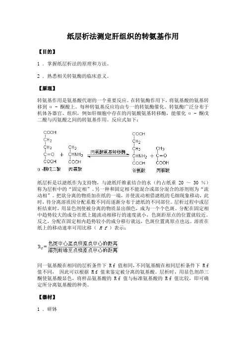 22 生物化学实验--纸层析法测定肝组织的转氨基作用