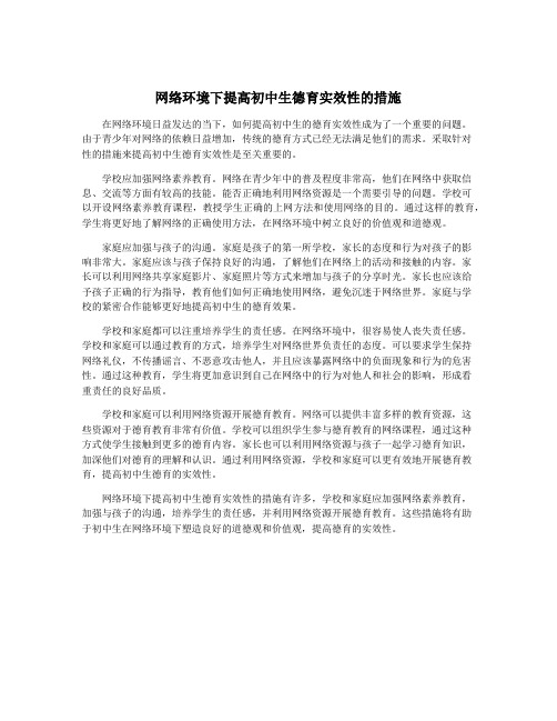 网络环境下提高初中生德育实效性的措施