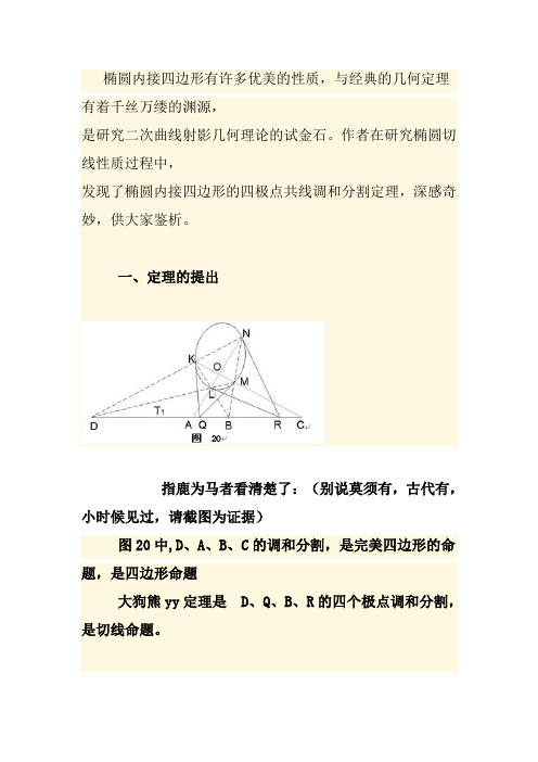 椭圆内接四边形有许多优美的性质