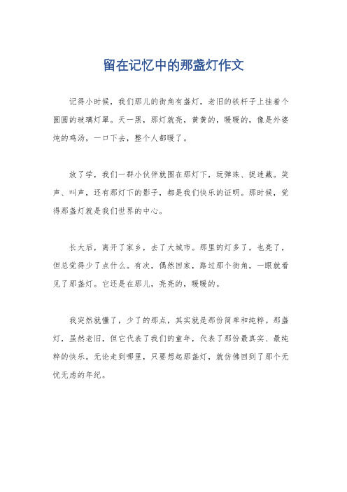 留在记忆中的那盏灯作文