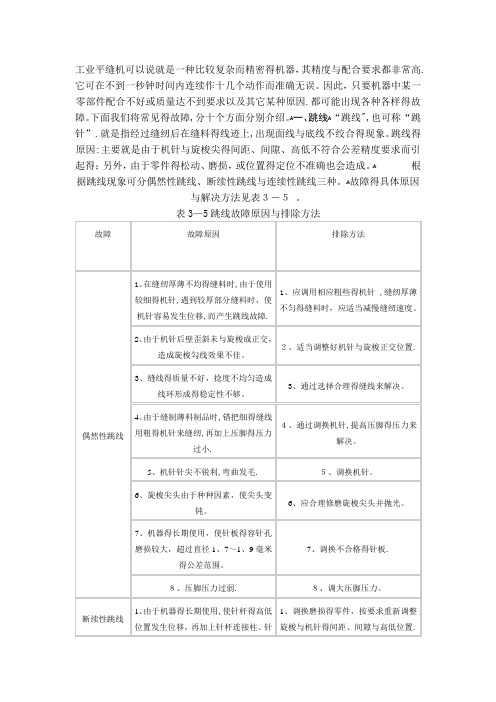 工业平缝机常见故障与排除方法总结