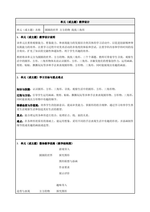 苏教美术第一册单元教学设计案例