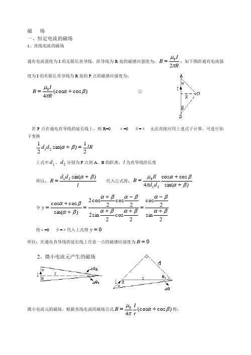 高中物理竞赛《磁场》内容讲解