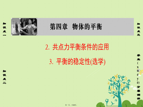 高中物理第4章物体的平衡2、3共点力平衡条件的应用、平衡的稳定性(选学课件教科版必修1