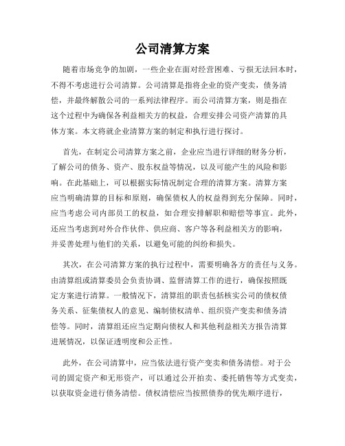 公司清算方案