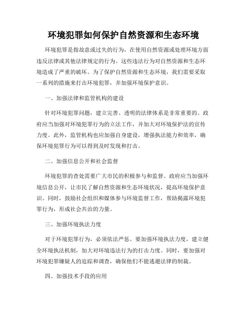 环境犯罪如何保护自然资源和生态环境