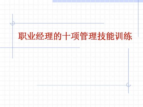 职业经理的十项管理技能训练(ppt 103)