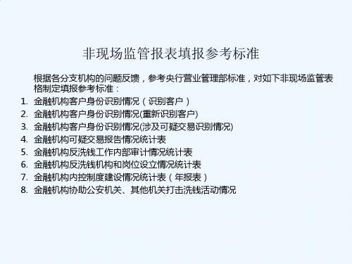 非现场监管报表填报参考标准