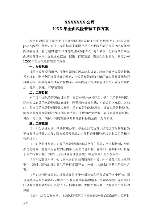 企业全面风险管理工作的活动方案.doc