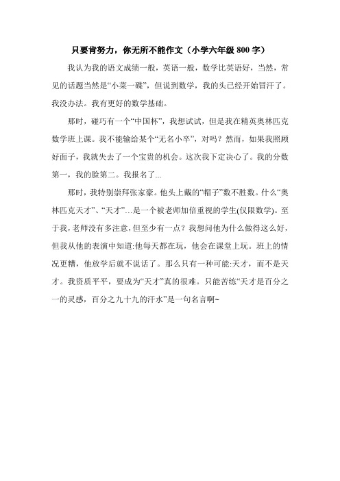 只要肯努力,你无所不能作文(小学六年级800字).doc