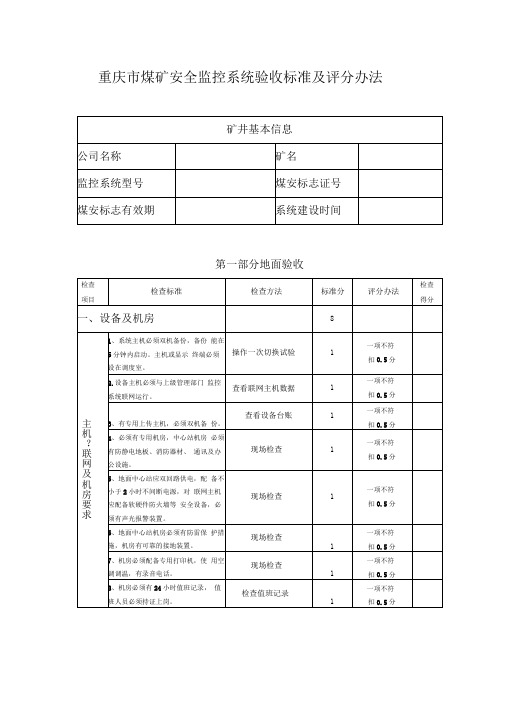 煤矿企业“六大系统”之煤矿安全监控系统验收标准及评分办法