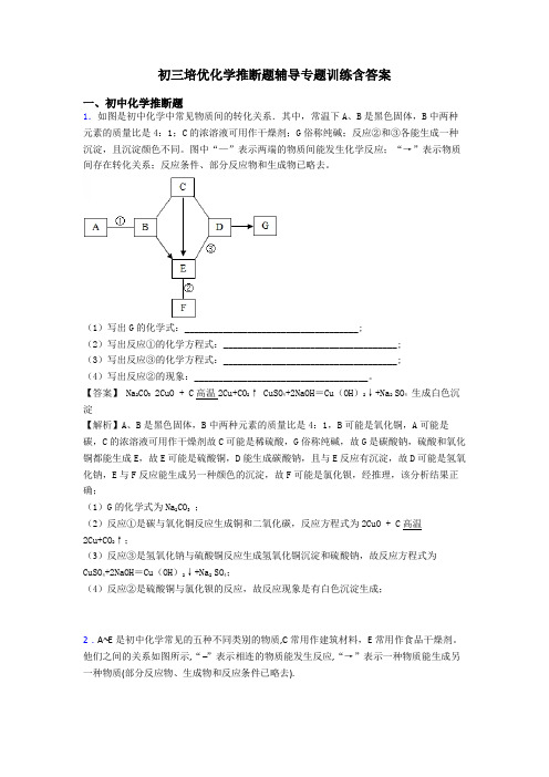 初三培优化学推断题辅导专题训练含答案