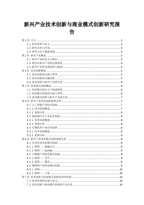 新兴产业技术创新与商业模式创新研究报告