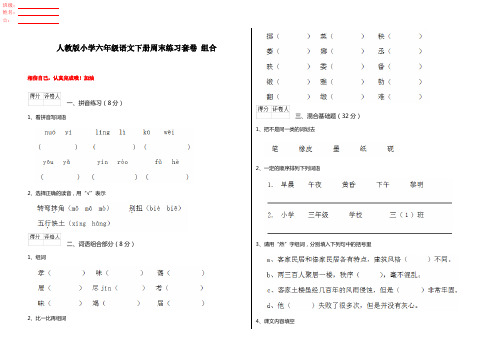 人教版小学六年级语文下册周末练习套卷 组合