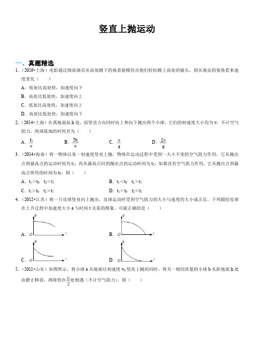 2023年高考物理与强基计划核心知识点复习与真题精选 竖直上抛运动