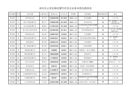 烟花爆竹摸排表