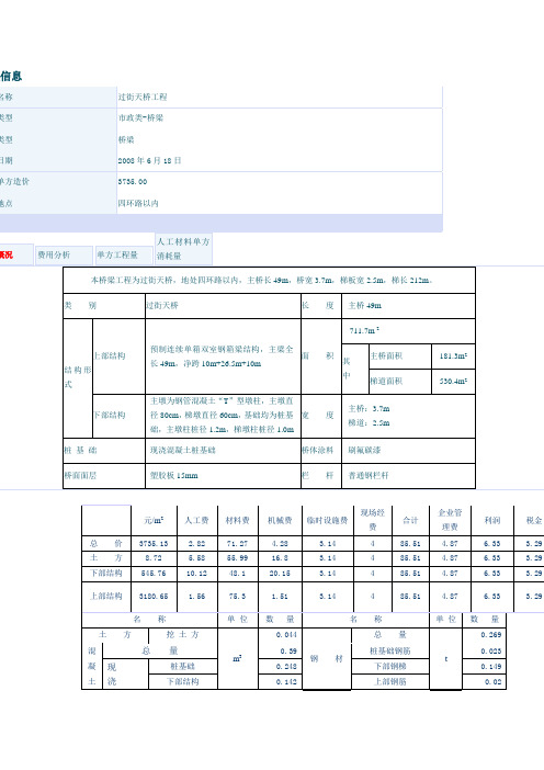 过街天桥工程造价成本概算实例