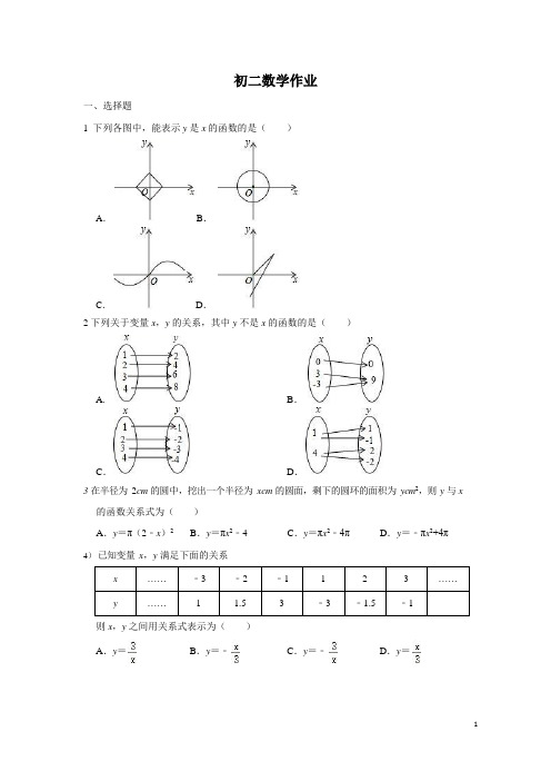 江西省南昌市第二中学2019-2020学年八年级下学期五一假期数学作业(word版,无答案)