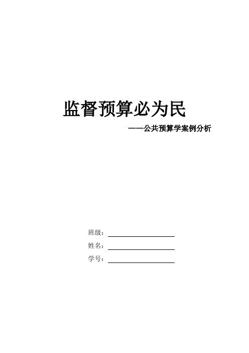 公共预算案例分析